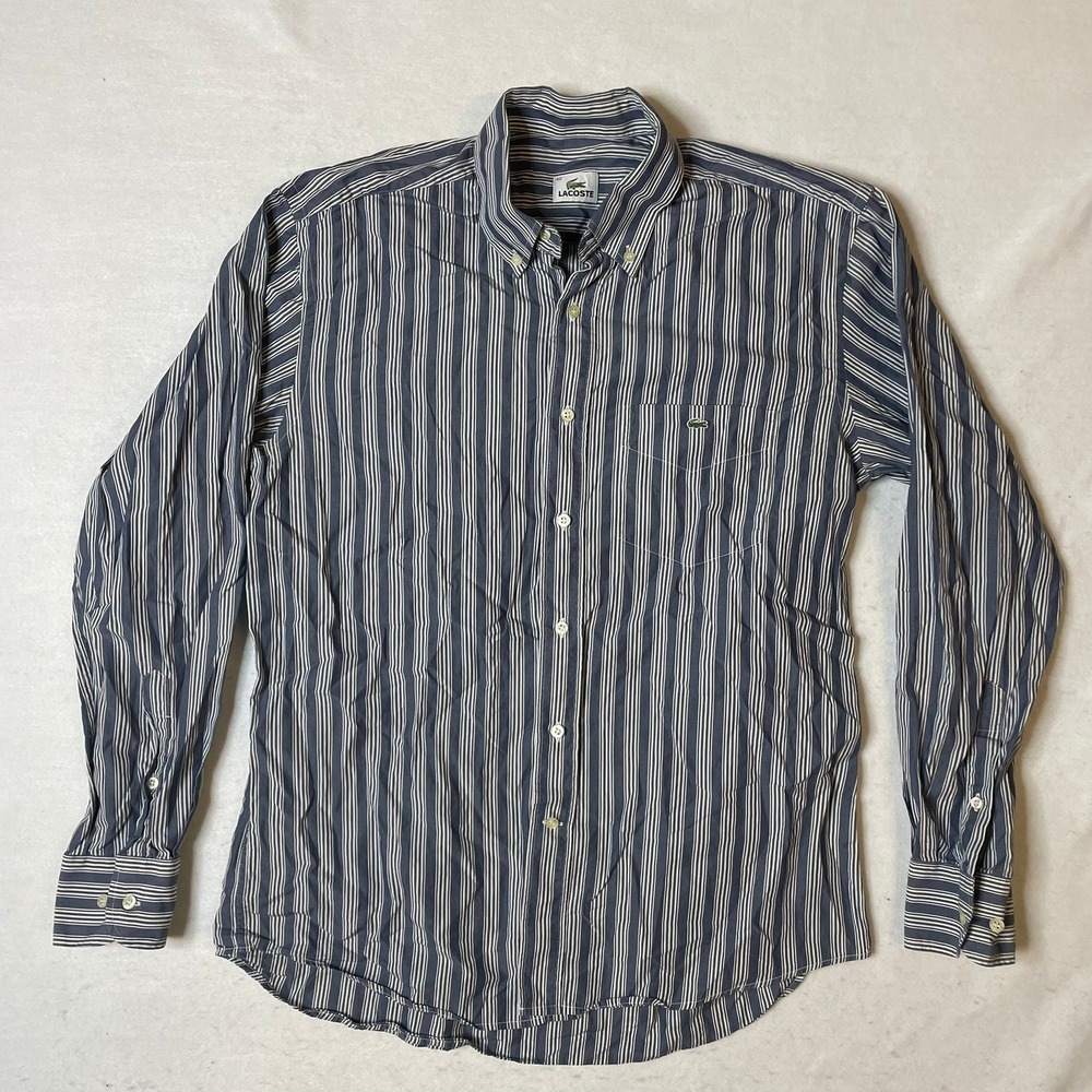 Lacoste Striped Button Down Shirt Long Sleeve Cotton Mens Size 40